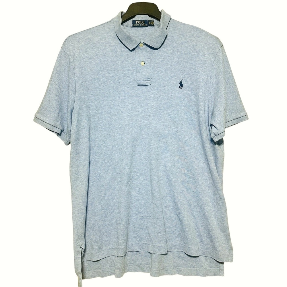 Polo Ralph Lauren‎ Polo Shirt Men XL Light Blue Heathered Classic Fit Modern